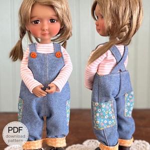 Overalls & Shirt Pattern for 11-inch dolls, 1/6 BJD YoSD, Forever Virginia Dolls. Meadow Dumpling, INSTANT DOWNLOAD Doll Clothes Sewing Pdf
