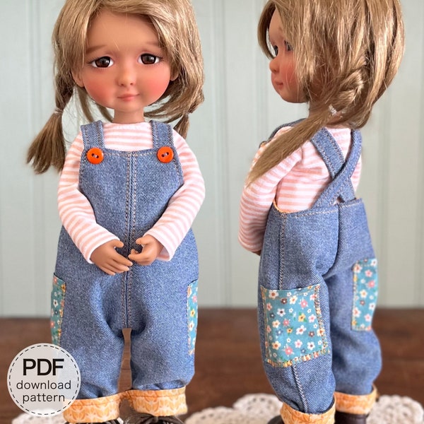 Overalls & Shirt Pattern for 11-inch dolls, 1/6 BJD YoSD, Forever Virginia Dolls. Meadow Dumpling, INSTANT DOWNLOAD Doll Clothes Sewing Pdf