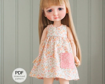 Dress Pattern for 11-inch dolls, 1/6 BJD YoSD, Forever Virginia. Meadow Dolls, INSTANT DOWNLOAD V-Back Sleeveless Doll Clothes Sewing Pdf
