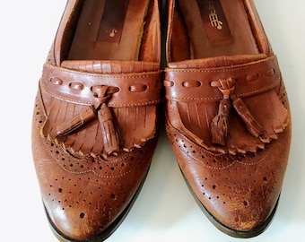 Vintage 80s/90s Brown Tassel Loafers Classic Leather Fringe