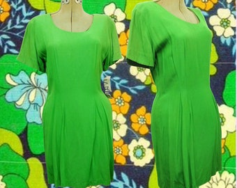 Vintage 80s/90s Green Sheath Dress New Old Stock Size 13