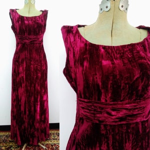 Vintage Wine Crushed Velvet Gown Handmade Burgundy Formal Dress