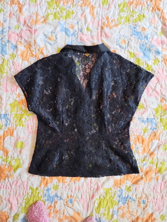 Vintage 90s Victoria's Secret Black Lace Top Gold… - image 7