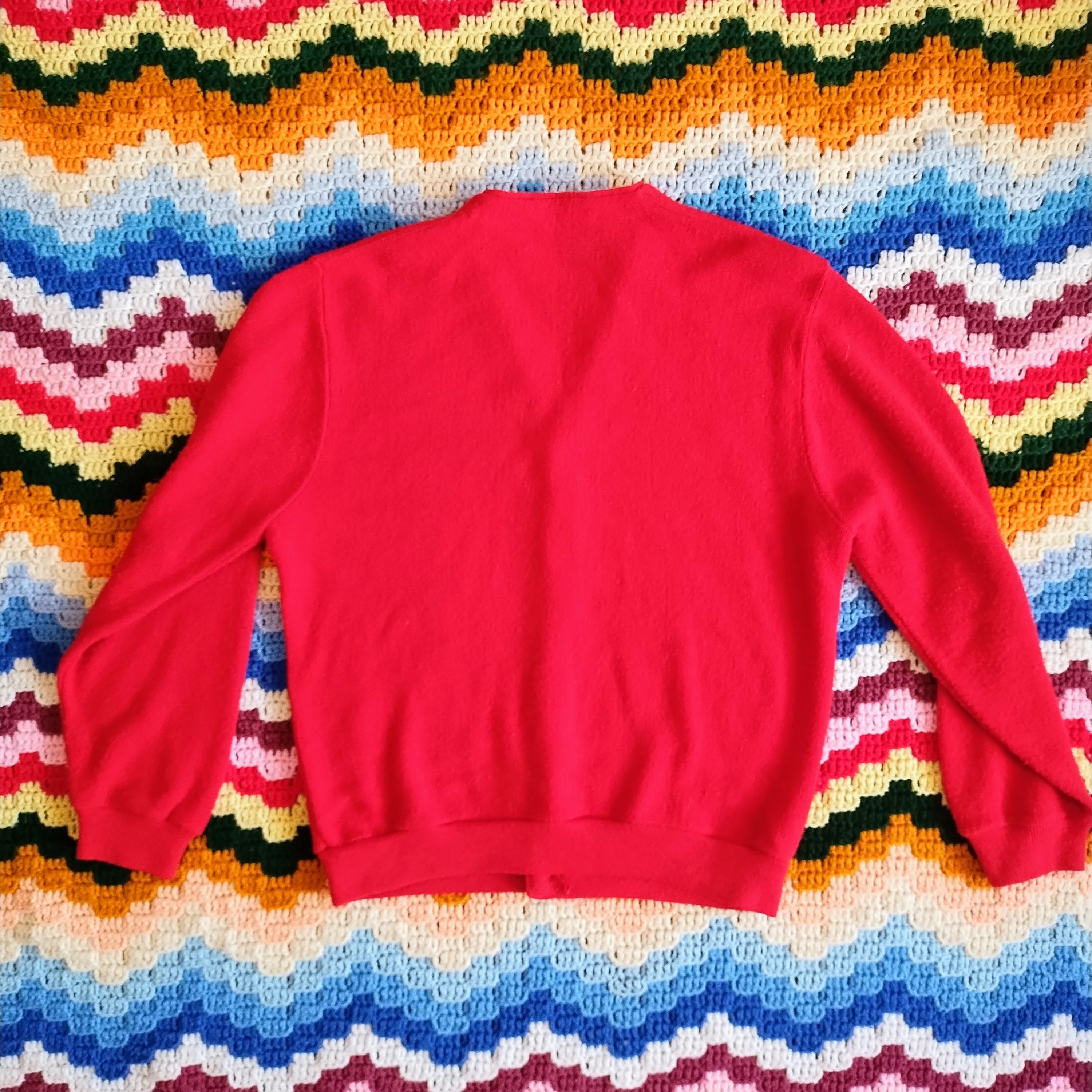 『1年保証』 of IZOD 60s Vintage London Etsy - Knit Red Sweater Cardigan ニット/セーター