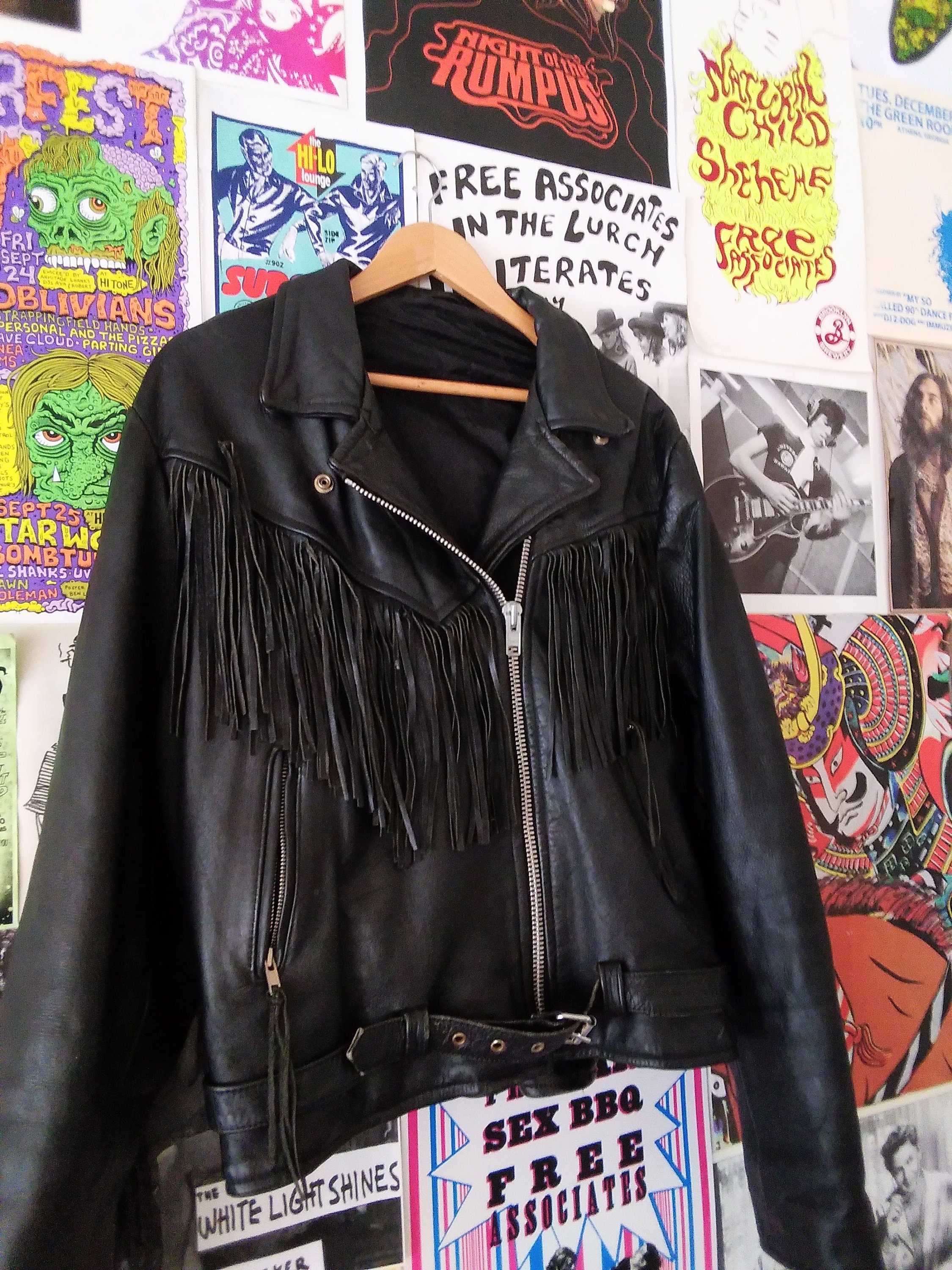 Vintage 80s/90s Fringe Leather Jacket Black Biker Jacket - Etsy