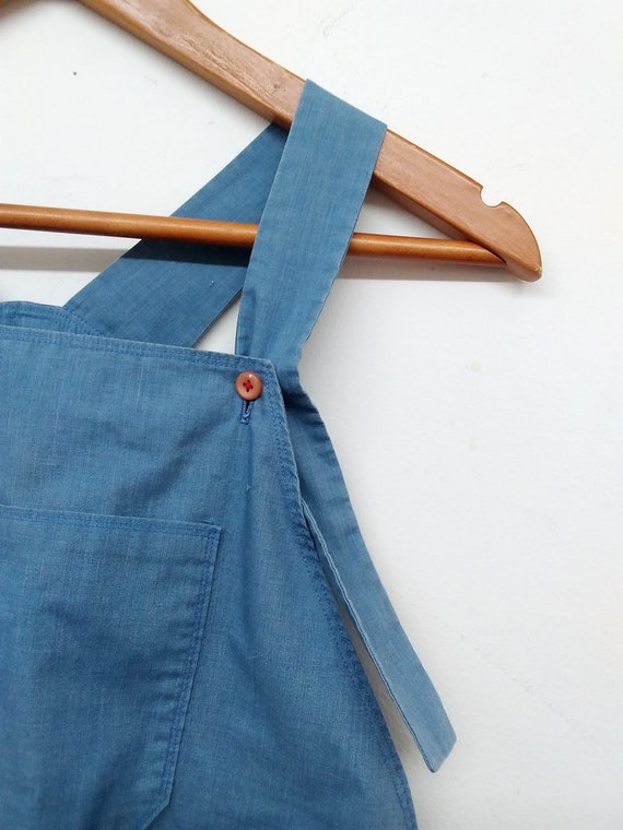 Vintage 70s Chambray Blue Jumpsuit Overalls Handm… - image 6