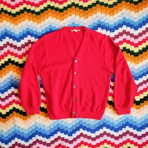 Vintage 60s IZOD of London Cardigan Sweater Red Knit