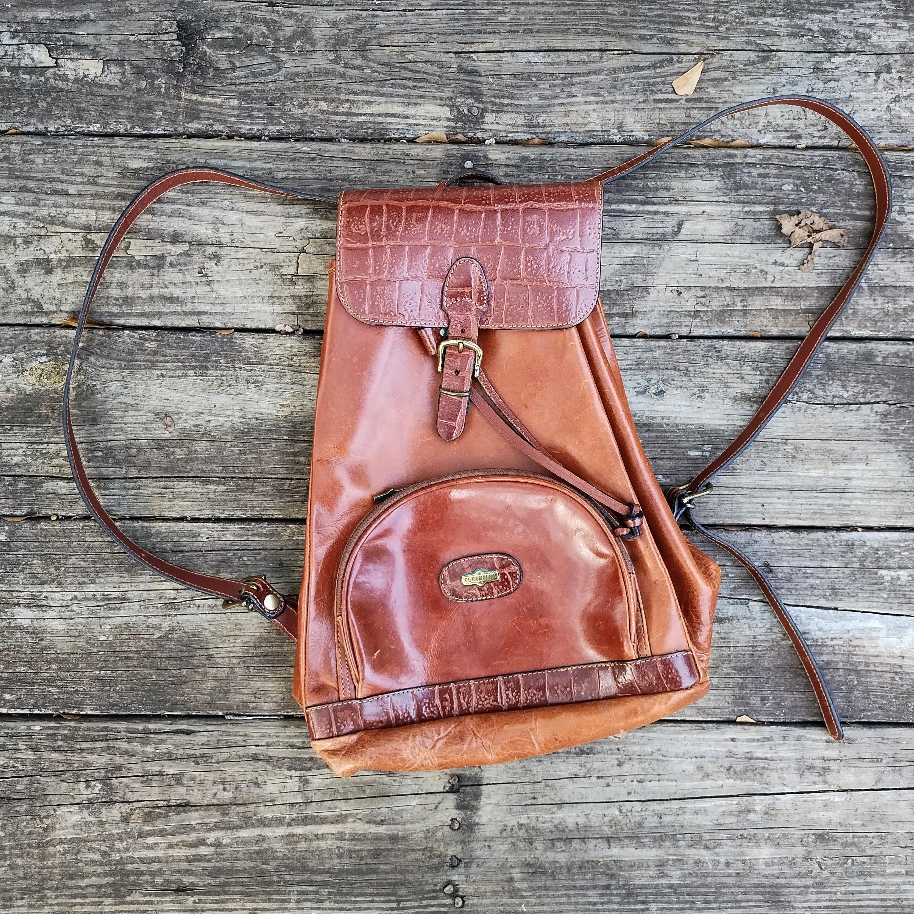 80s Leather Backpack - Etsy