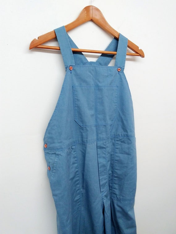 Vintage 70s Chambray Blue Jumpsuit Overalls Handm… - image 3