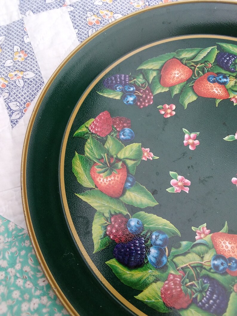 Vintage Tin Berry Tray Strawberry Blueberry Blackberry Green Metal - Etsy