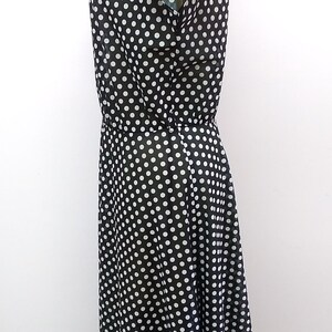 Vintage 60s/70s Black White Polka Dot Dress Volup Day Dress Button Front image 7