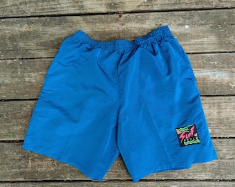 Vintage 90s Teal Blue Surf Style Shorts