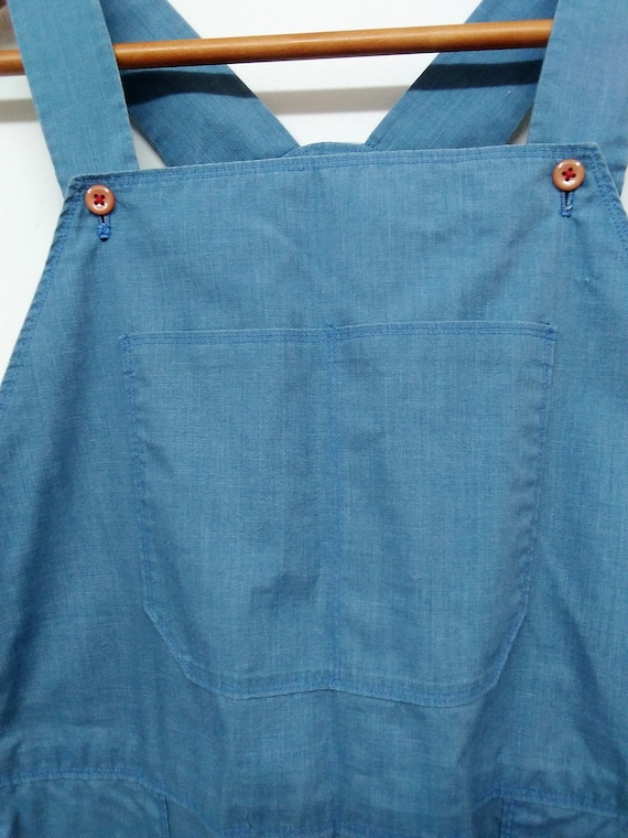 Vintage 70s Chambray Blue Jumpsuit Overalls Handm… - image 7