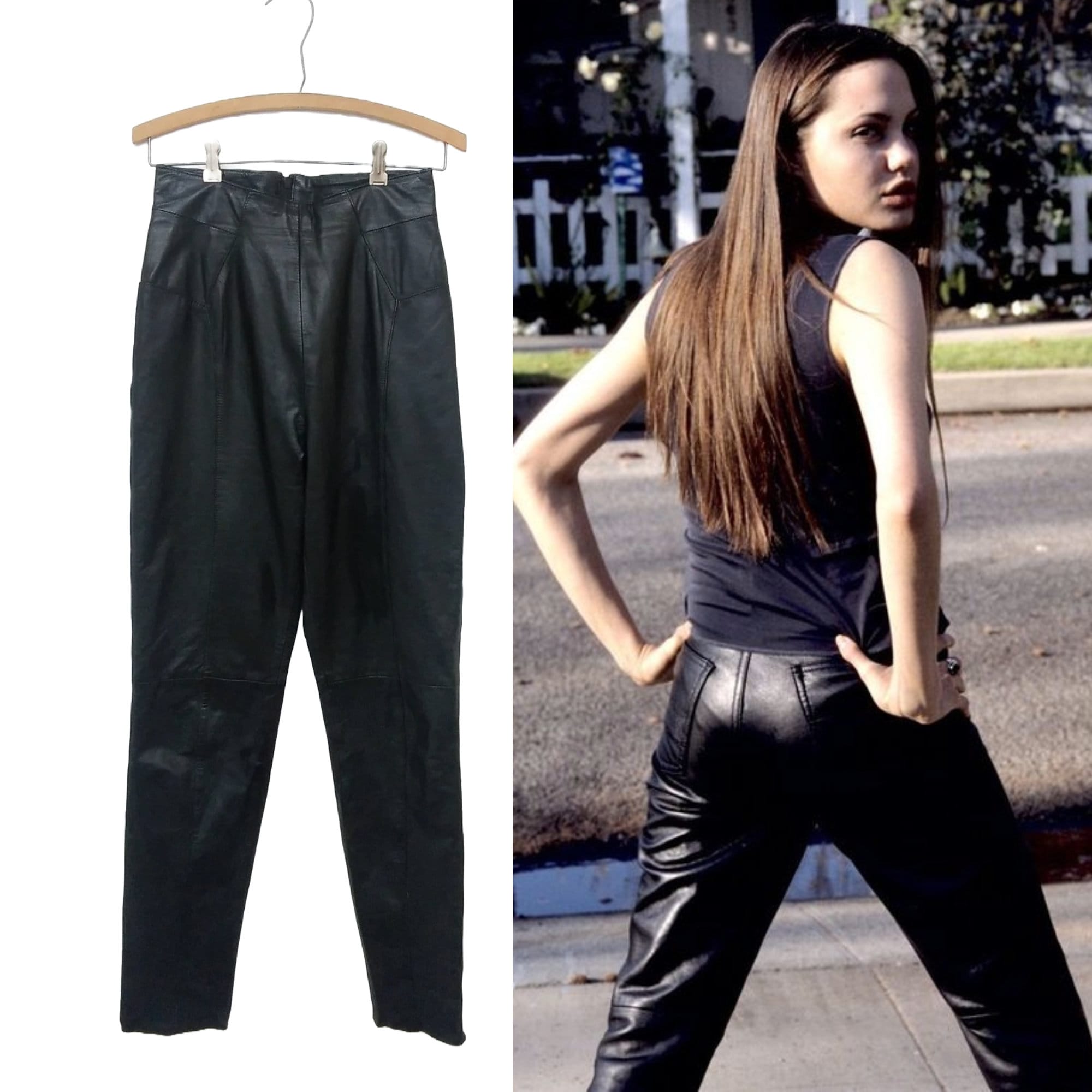 Vintage 90s/y2k Black Leather Pants High Waist Straight Leg Vintage 90s/y2k Black Leather Pants High Waist Straight Leg