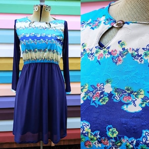 Vintage 70s Floral Bodice Dress Hippy Boho Chic