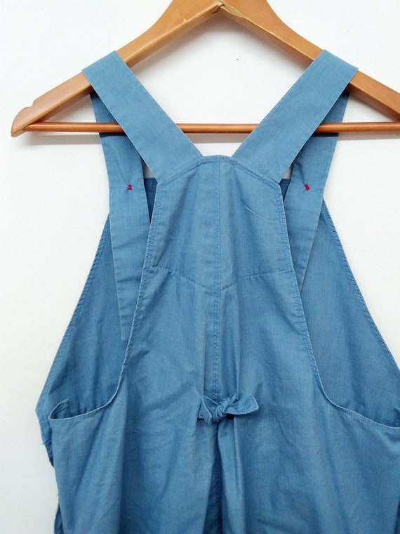 Vintage 70s Chambray Blue Jumpsuit Overalls Handm… - image 10