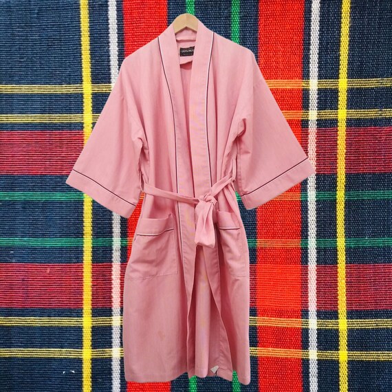 Vintage 60s/70s Classic Red Pinstripe Robe One Si… - image 1