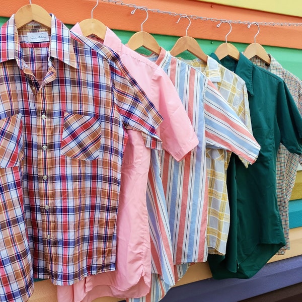 Pick Your Short Sleeve Button Down! Vintage 60s/70s Retro Shirts