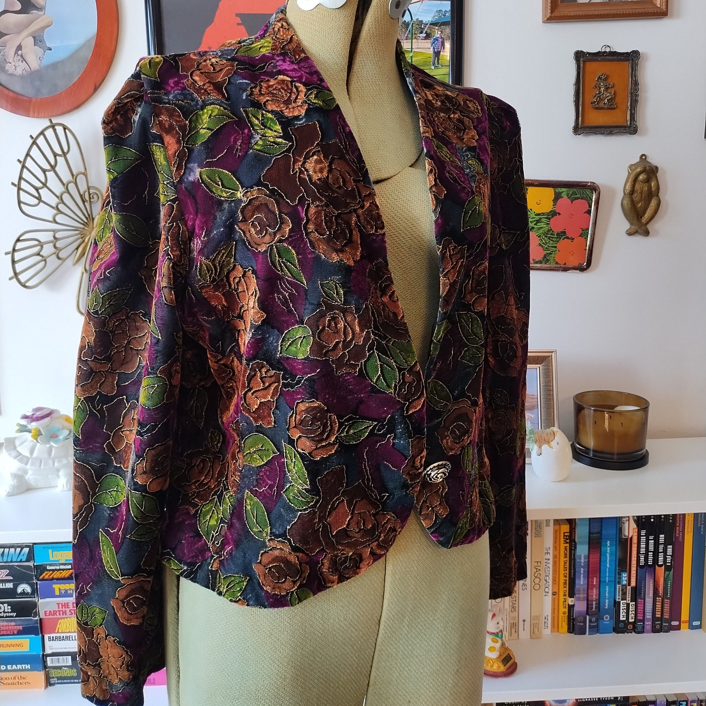 Vintage 80s/90s Floral Velvet Blazer Moody Floral Jacket - Etsy