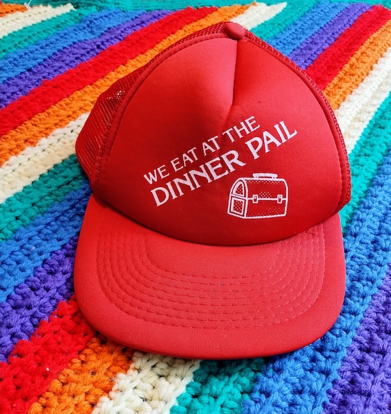 Vintage 80s Trucker Hat we Eat at the Dinner Pail Novelty Etsy