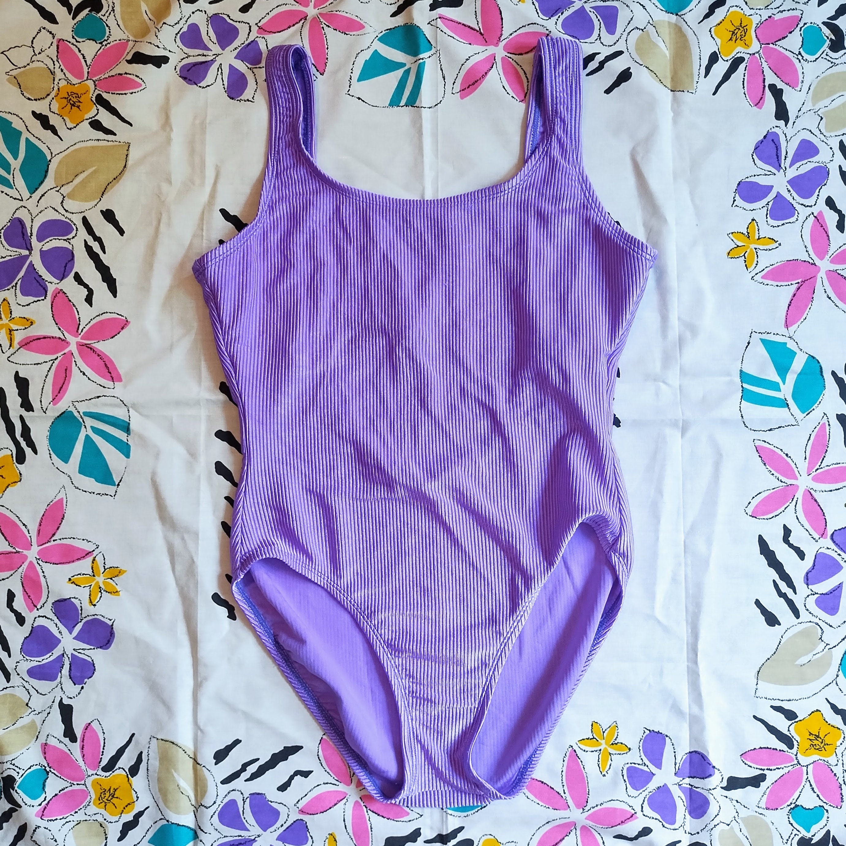 Vintage 80s/90s Sunshine Purple Swimsuit Ribbed One Piece - Etsy