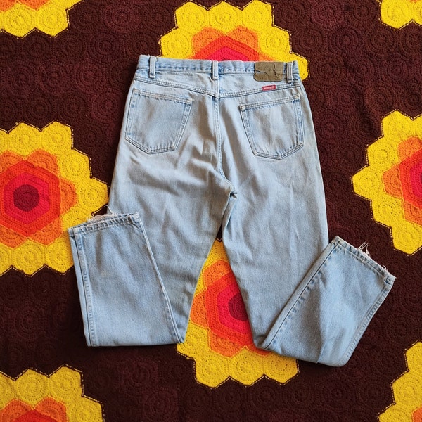 Vintage 90s Wrangler Light Wash Jeans Slouchy Distressed Mom Jeans 32x32