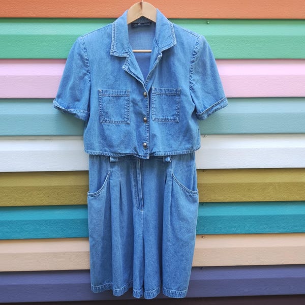 Vintage Black Denim Romper