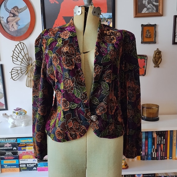 Vintage 80s/90s Floral Velvet Blazer Moody Floral Jacket - Etsy