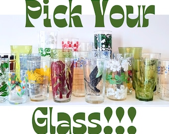 Pick Your Glass! Mix N Match Vintage MCM Juice Glasses Water Tumblers Retro Boho