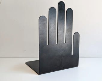Vintage 70s Black Metal Hand Bookend