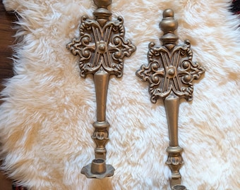 Vintage Ornate Gold Gilt Wall Sconces