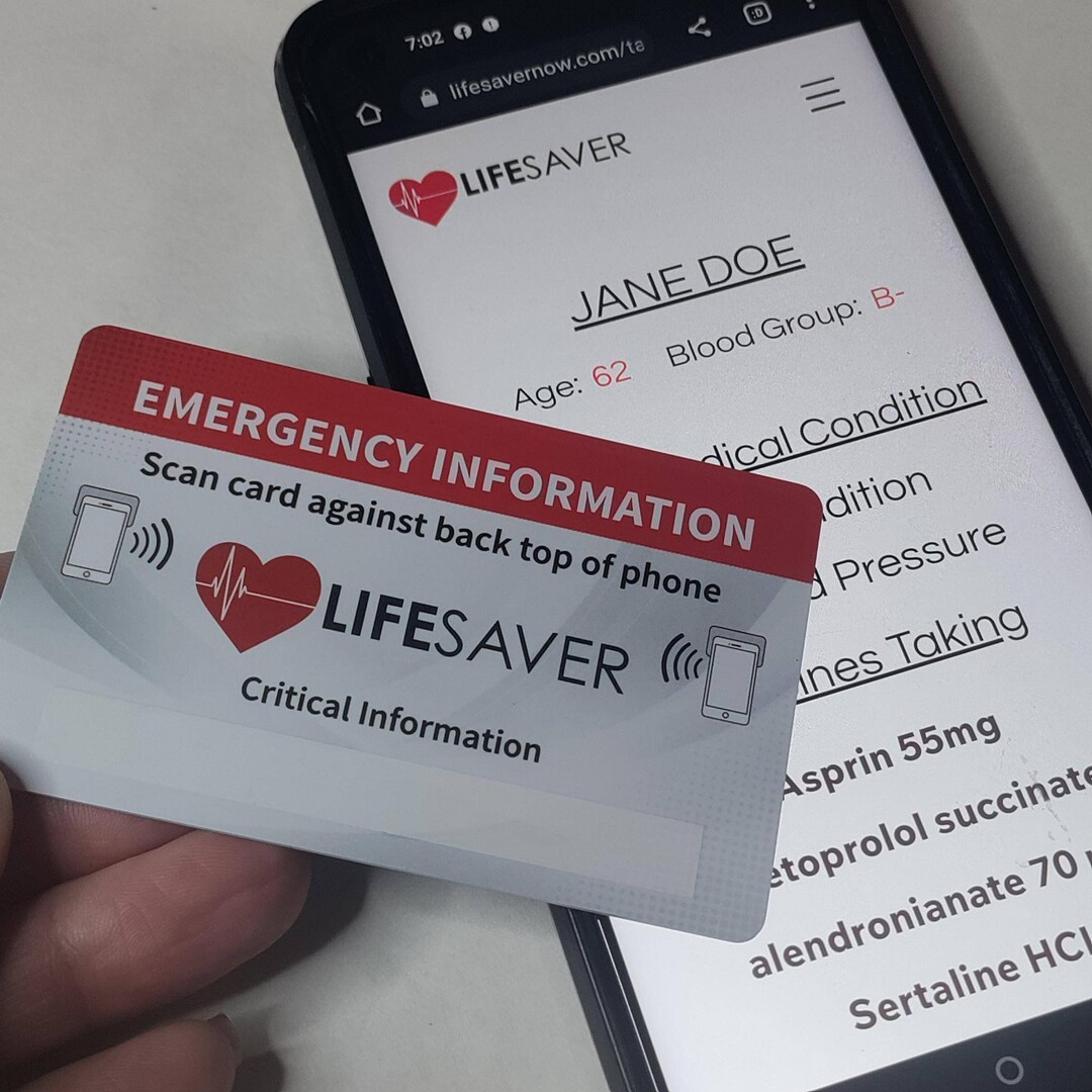 NEW Digital Emergency Medical Card Etsy