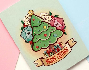 Merry CRITMAS A6 Christmas Card - Dungeons and Dragons -  D&D Gift
