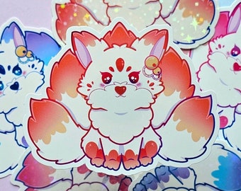 Kitsune Fox Sticker - Colour Variations - Gloss or Holographic - Waterproof Die Cut Vinyl