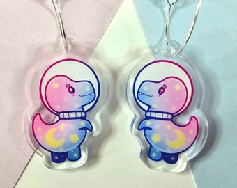 Galaxy Dinosaur Earrings- Cute Accessories - Kawaii Galactasaurus Dino