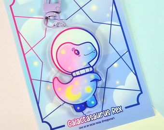 Galaxy Dinosaur Keychain- Double sided Acrylic - Kawaii Galactasaurus Dino