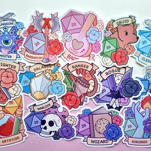 DnD Class Stickers - Dungeons and Dragons - Waterproof Glossy Vinyl - 3&quot;