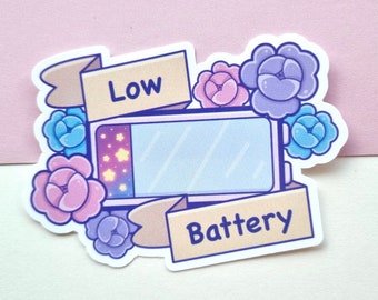 Low Battery Sticker - Mental Health Invisible Illness - Waterproof