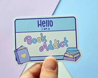 Book Addict Sticker - Book Lover - Waterproof vinyl - Kawaii Book Nerd Gifts and Merch