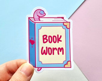 Bookworm Sticker - Book Lover - Waterproof vinyl - Kawaii Book Nerd Gifts and Merch