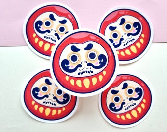 Daruma Doll Sticker - Kawaii Gloss Vinyl Waterproof Traditional Japanese - Good Luck