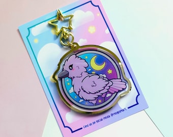 Limited Stock Midnight Crow Keychain - Double sided - Cute Kawaii Gifts - Witchy vibes - Gold Edge