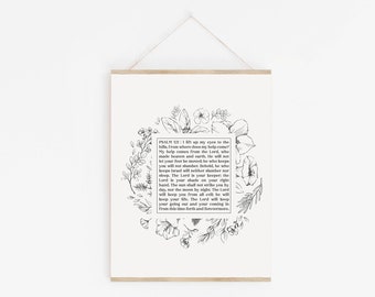 Psalm 121 Botanische Blumen Schrift Vers ESV Art Print Digital Download