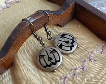 Halloween Pumpkin Dangle Earrings, Spooky Costume Jewelry