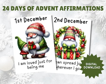 Calendario de Adviento 24 días de Afirmaciones - Niños - Descarga digital