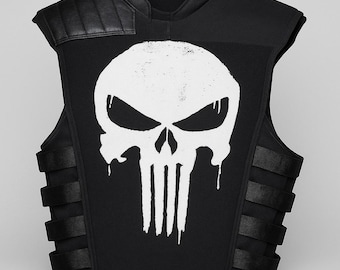 Handgefertigte Schädel Leder Taktische Weste: Herren Cosplay Kostüm