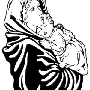 File Vettoriale Madonna con Bambino – Intaglio Artistico, Taglio Laser o Plasma – Arte Sacra Religiosa Virgin of street