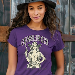 Retro Cowgirl Graphic Tee: Wild West Rodeo Queen, Rebel Feminist