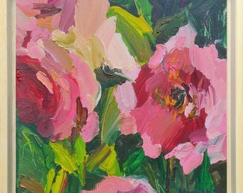 Painting Roses in Bloom Floral Painting Acrylic on canvas