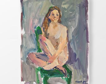 Dipinto Ritratto di Donna Figurativo Dipinto Acrilico su Tela